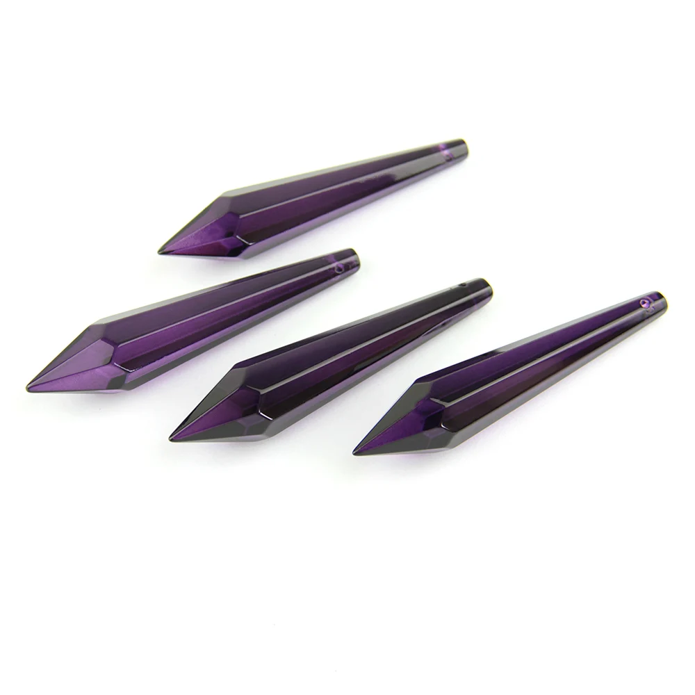 

Dark Purple 38mm/63mm/76mm Crystal Prism Suncatcher For Chandeliers Glass Icicle U Drop Pendant For Wedding