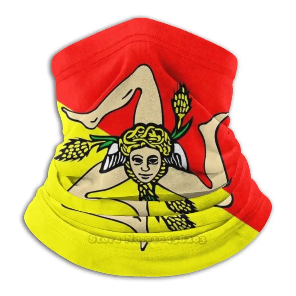 Sicilia Flag Microfiber Neck Warmer Bandana Scarf Face Mask Sicily Sicilia County Italy State Geography Region Identity Nation