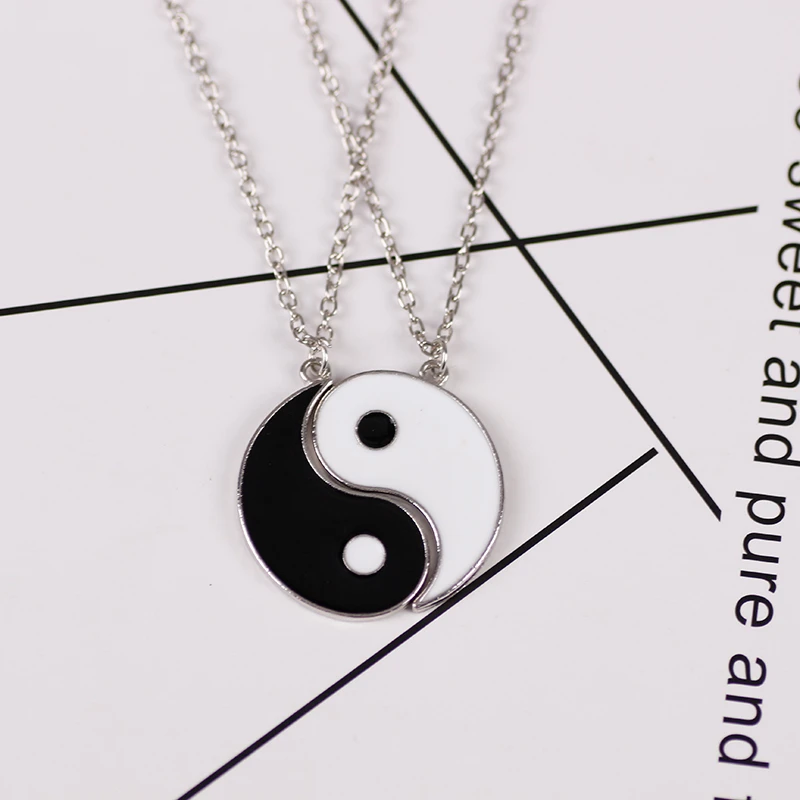 الأزياء يين يانغ تاي تشي زوجين قلادة النمط الصيني جولة لصق قلادة المختنق أفضل صديق الصداقة مجوهرات هدية عيد ميلاد