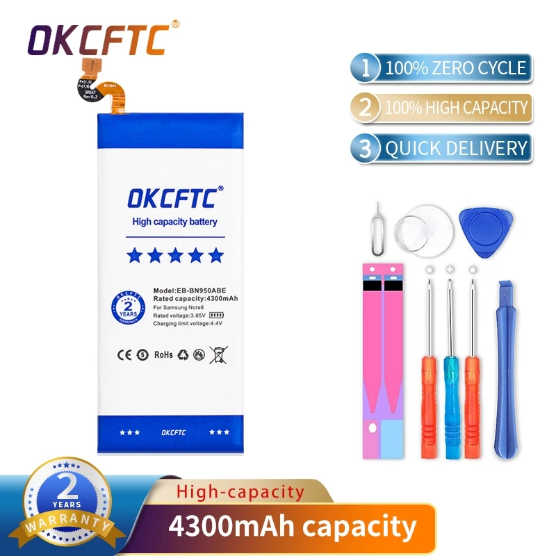 Original OKCFTC 4300mAh EB-BN950ABE Zero Cycle Battery for Samsung GALAXY Note8 Note 8 N9500 N9508 N950D N950F N950FD N950J