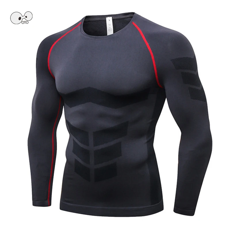 

Men's Long Sleeve Compression Running T Shirts Quick Dry Bodybuilding Sportswear Clothing Gym Fitness Tights Rashguard Tops Tees