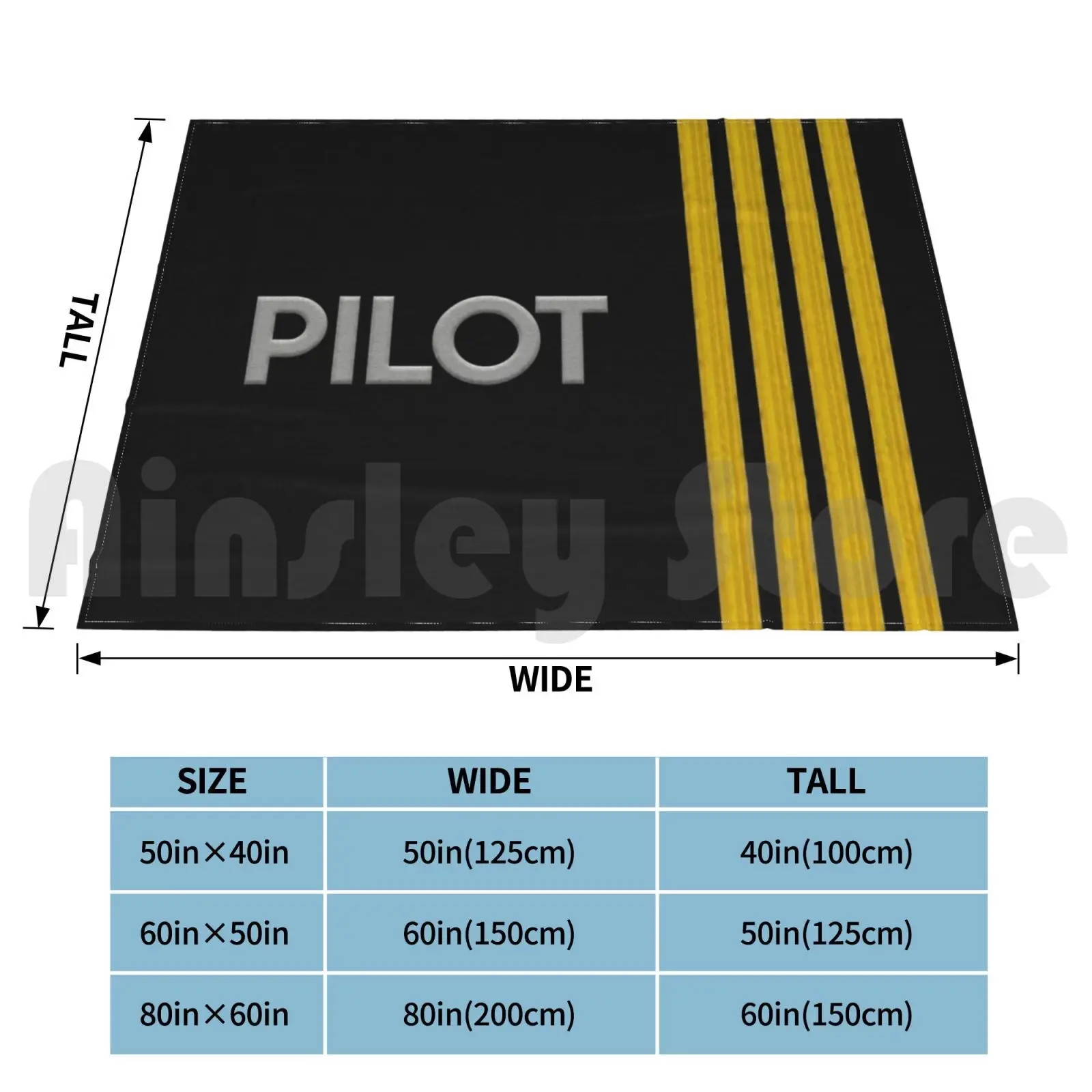 Pilot Stripes Blanket Super Soft Warm Light Thin Epaulets Stripe Aviation Pilot Captain Aeroplane Aviator Airport