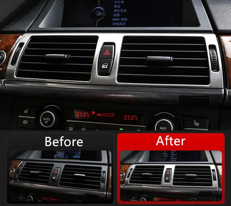 

for BMW X5 E70 X6 E71 2008-14 Center Console Air Conditioning Outlet frame decoration cover trim Stainless Steel Car styling