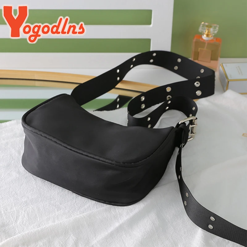 Yogodlns Trendy Nylon Shoulder Bag For Women Vintage Crossbody Bags Female Street Messenger Handbag and Purse Travel Simple Tote