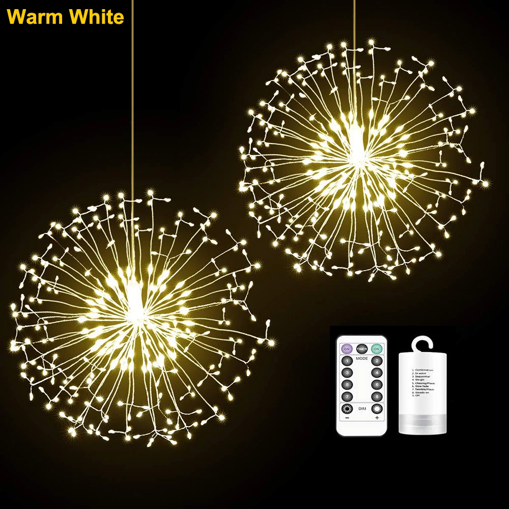 RC Firework LED String Lights Waterproof Copper Wire Fairy Light Hanging Starburst Twinkle Light Dandelion For Christma Home