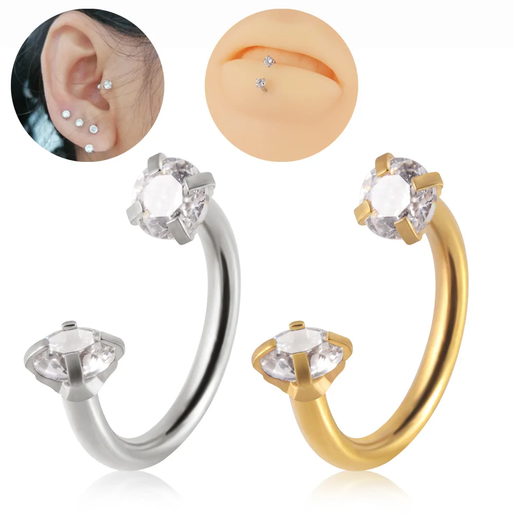 2PCS Surgical Steel Internal Piercing Septo Nose Lip Eyebrow Ear Septum Cartilage Helix Captive Hoop Ring Earring Belly Piercing