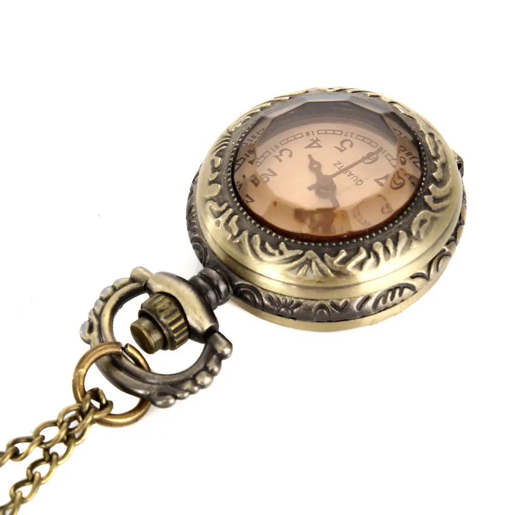 Fashion Men Women Vintage Quartz Pocket Watch Alloy Glass Dome Necklace Pendant Unisex Sweater Chain Clock Gifts XIN-Shipping