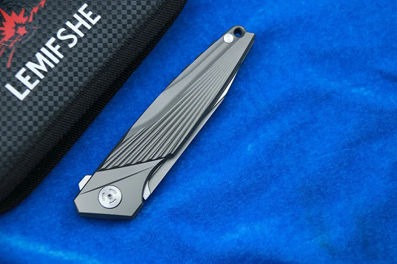 LEMIFSHE L98 M390 coltello pieghevole tascabile lama manico in lega di titanio coltelli a sfera in ceramica con cuscinetti a sfera coltello da pesca da campeggio EDC