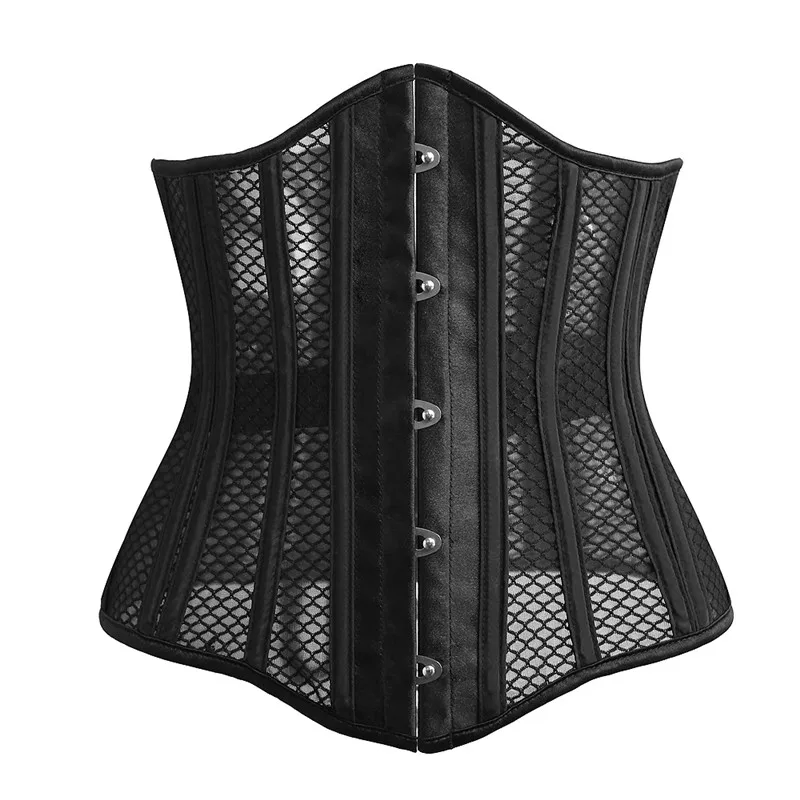 

Sexy Mesh Hollow Out Short Underbust Bustiers and Corsets Women Steampunk Steel Boned Bodyshaper Waist Slimming Corset Plus Size