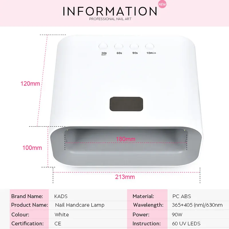 90W High Powerful Nail Dryer Machine For Drying Gel Polish Quick Dry LED UV Lamp  Professional Lamp for Nails Skin Whitening