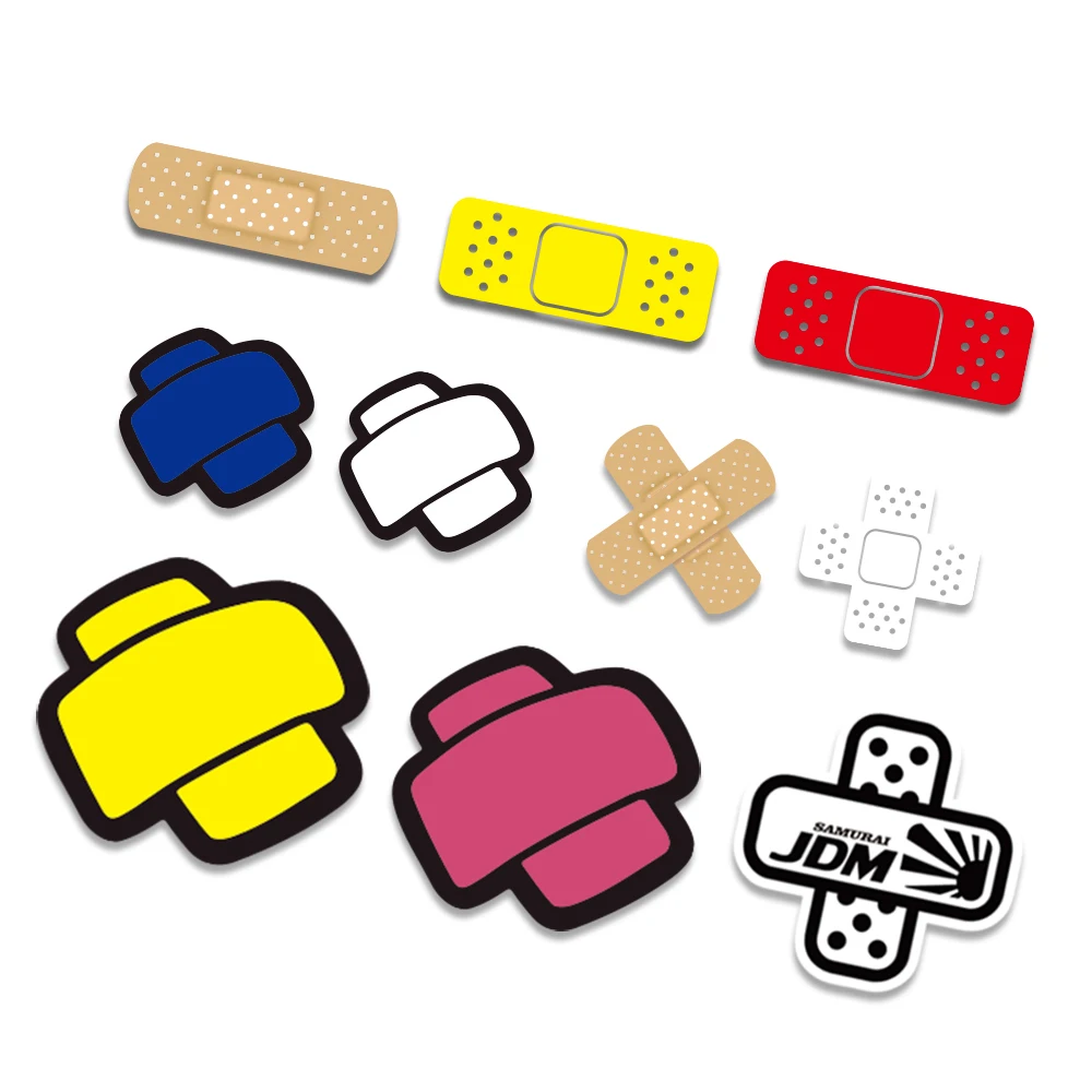 2PCS Funny Car Stickers Band-aid Decal Creative Cute Bandage Car Body Scratches Block Fuel Tank Decoration Sticker Auto Exterior