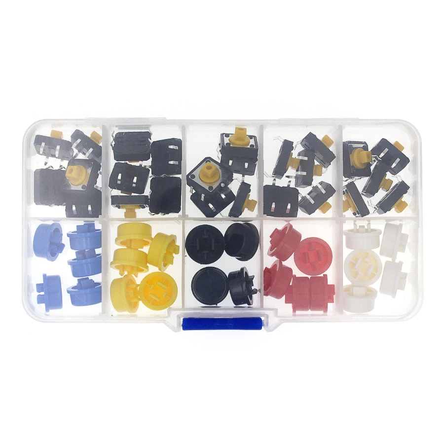 25PCS Tactile  Momentary 12*12*7.3MM Micro switch button + 25PCS Tact Cap(5 colors) for