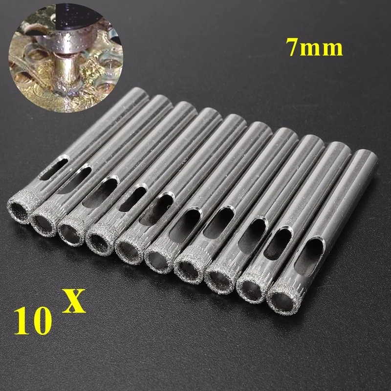 10Pcs Diamond Holesaw 7mm Drill Bits Drilling Tool Hole Saw Ceramic Tile Glass Slate Porcelain Marble For Power Drill