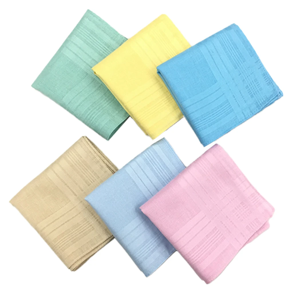 12x Pure Cotton Handkerchiefs Men Women Square Party Hankie Kerchiefs Towel Lot