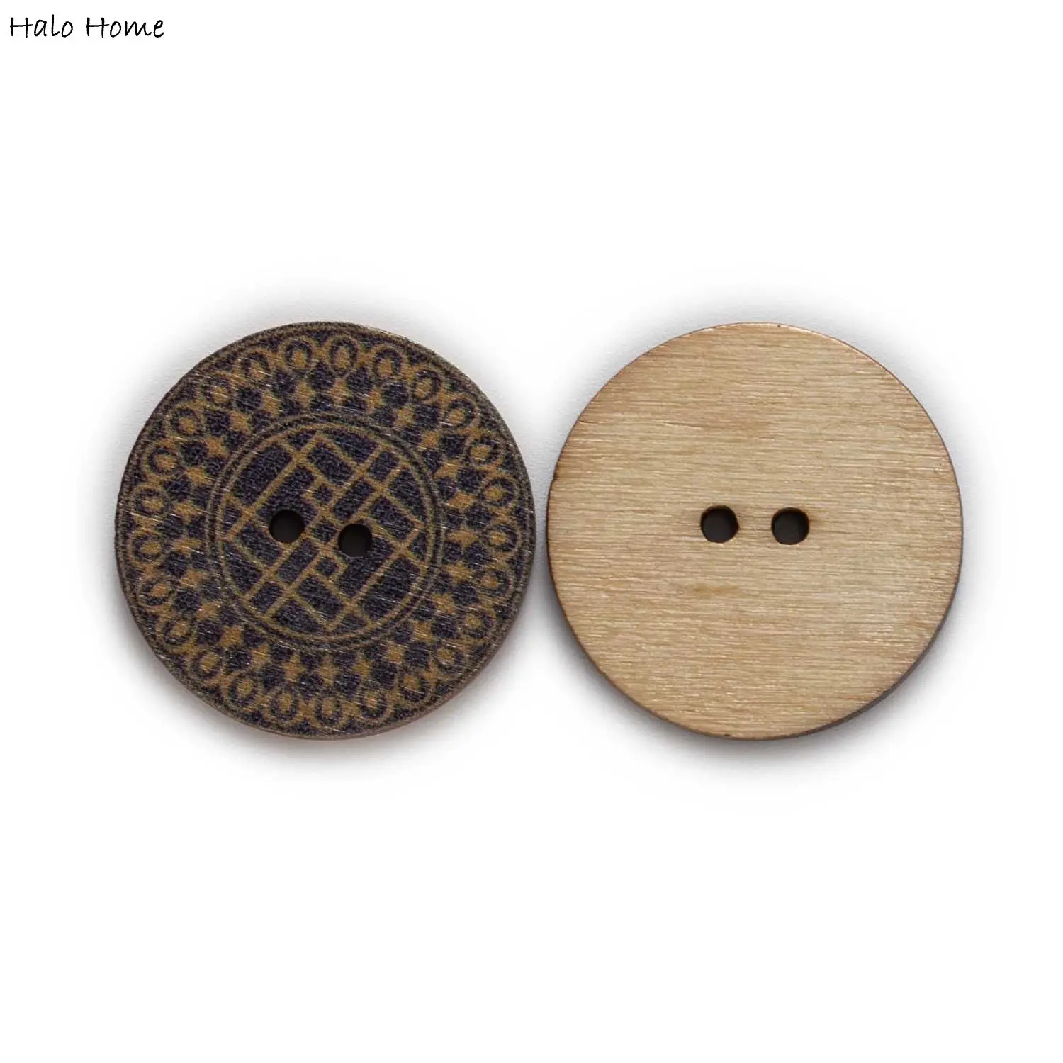 50pcs Round Retro Vintage Print Series Wooden Button Handwork Sewing Scrapbooking Clothing Crafts Accessories Gift Card 15-25mm