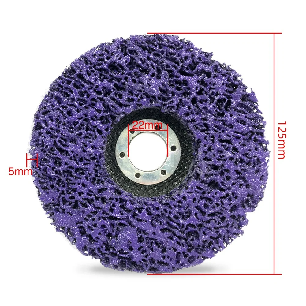 Disco de molienda de 125mm, removedor de pintura de óxido, herramienta abrasiva de rueda de disco de tira de polietileno limpia para motocicletas, amoladora angular duradera para coche, 1 unidad