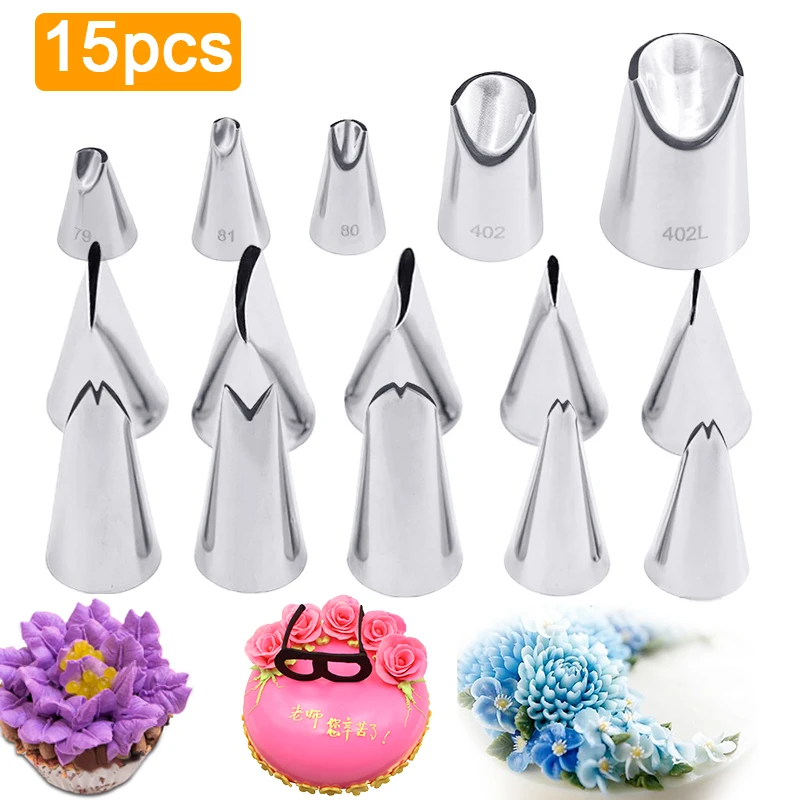 

Flower Leaves Rose Nozzles 5Pcs Stainless Steel Icing Piping Nozzle Pastry Tips For Cream Cake Fondant Baking Decorating Tools