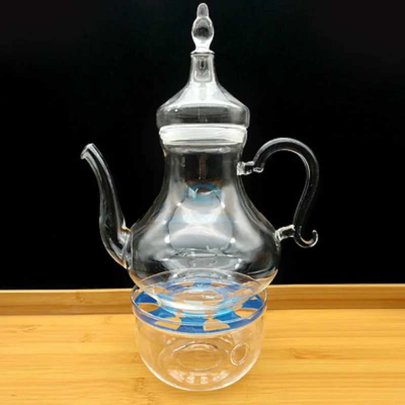 

1L Glass Handemade Teapot Arabian Pot Pyrex Glass Tea Set Heat Resisting Transparent kettle Healthy and Safety Home Drinks