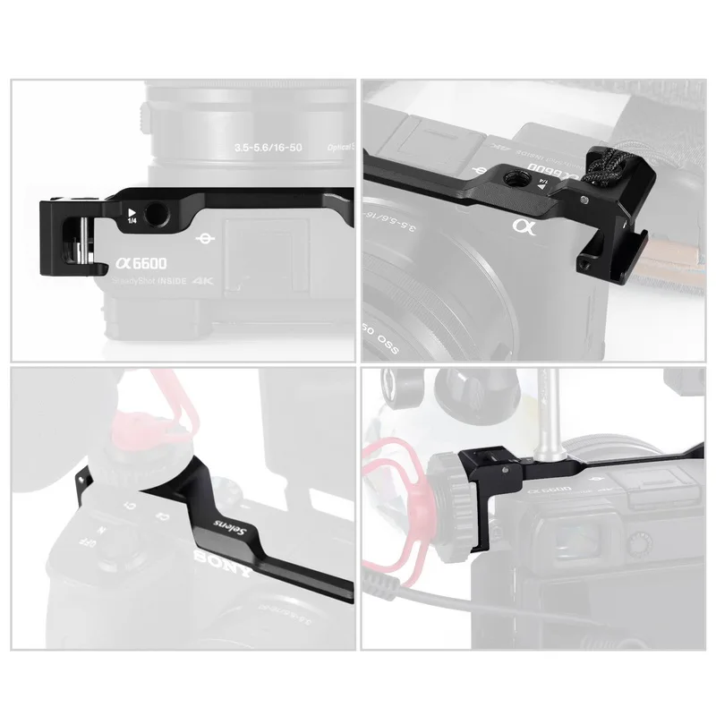 Dual Cold Shoe Adapter Relocation Plate Easy Hood Microphone Extension Cold Shoe Mount For Sony Alpha A6600 Camera
