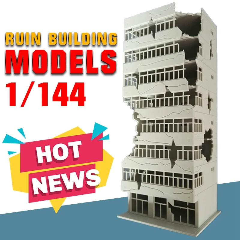 1/144 Outland Models Railway Scenery City Ruin Building Abandoned Tall Office N Scale  children christmas gifts collection toy