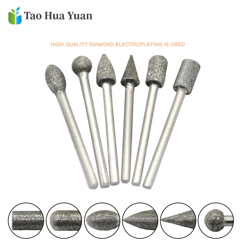 Imagem -03 - Shank Cabeças de Moagem Diamante Mini Broca Rebarbas Conjunto para Ferramenta Rotativa Moedor Mayitr Escultura em Vidro Molde Moagem Ferramentas 20 Peças mm