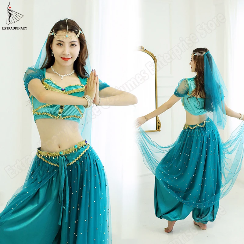 Jasmine Costume Women Aladdin Halloween Outfit Belly Dance Princess Jasmine Costume Adults Festival Arabian  Party Cosplay