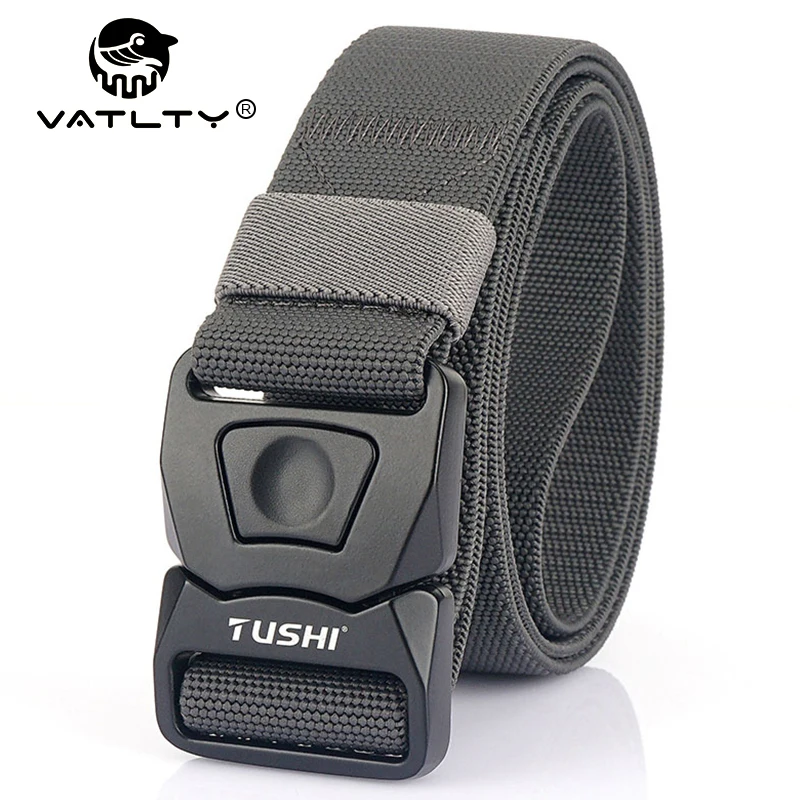 VATLTY New Men\'s Elastic Belt Matte Black Alloy Buckle Quick Release Tactical Outdoor Belt Military Army Girdles Male Waistband