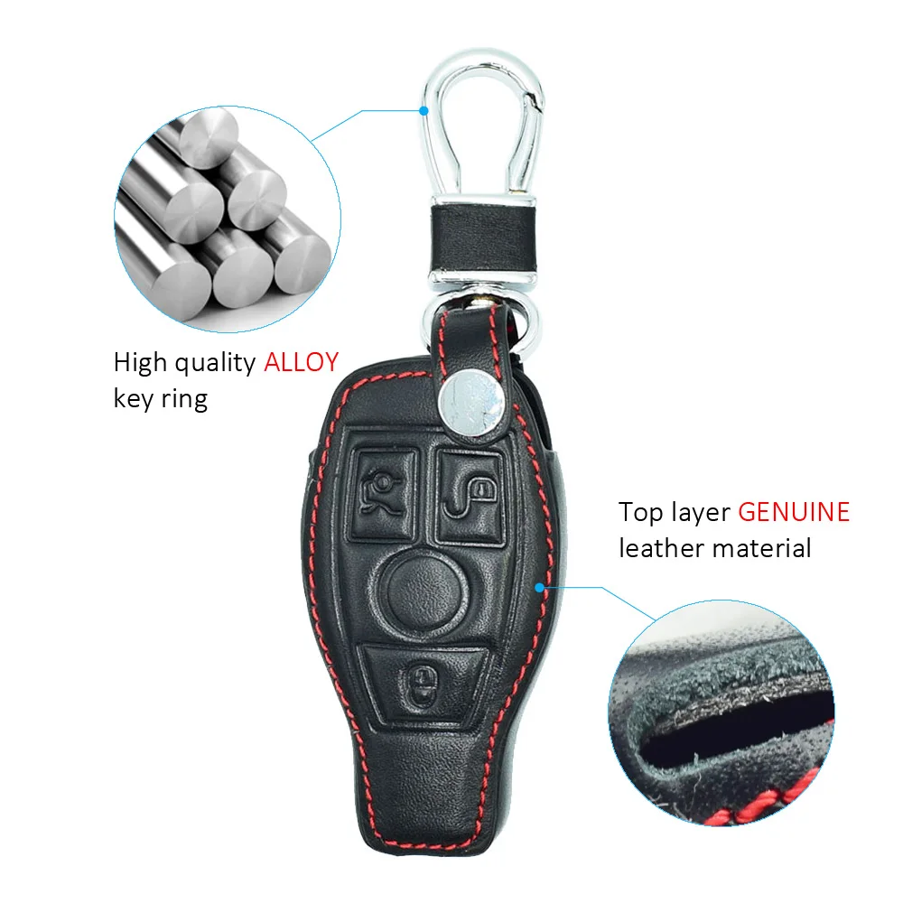 Leather Car Key Case For Mercedes Benz W204 W210 W211 C350 CL550 E200 E350 E550 ML350 ML450 Smart Remote Fob Protector Cover Bag