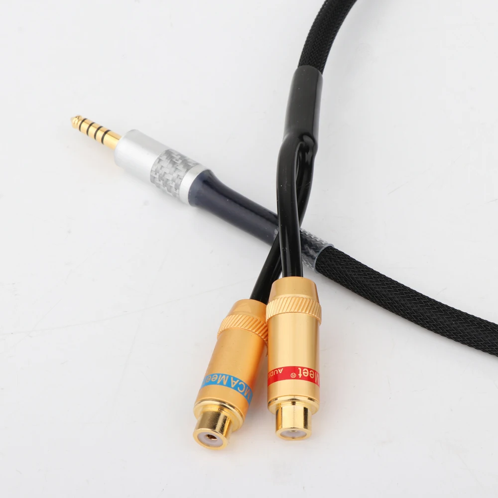 

1.5m HiFi Audio OFC Earphone Cable, Female Plug Interconnect Cable, 4.4mm to 2 RCA Female, Hi-end