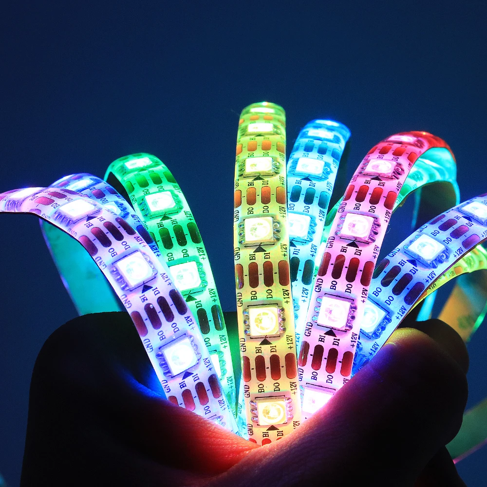 Rango de luz Led Ws2811 Rgb, 12v, 5m, 5050 Smd, direccionable, 30/60leds, externo, 1 Ic, Control, 3 Led, brillante, Normal, luz Led