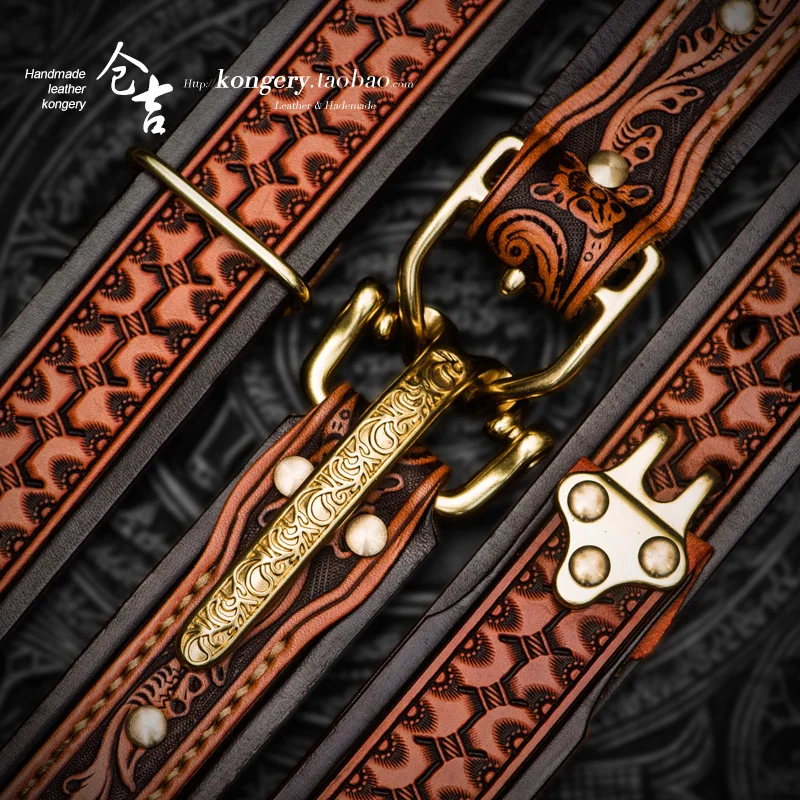 

★leather belt cavalry men brass buckle leather carving belt buckle female allergy cavalry with restoring ancient ways