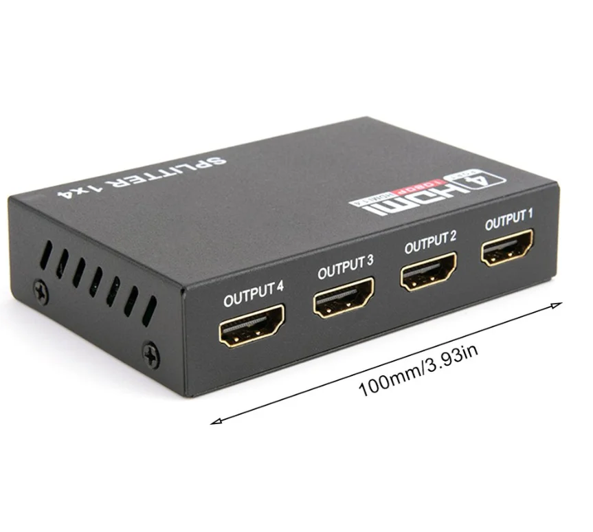 Divisor de sinal hdmi, 1 em 4 saídas, hdcp, 4k, amplificador de sinal de potência, 1080p, 3d, 1x4, áudio, conversor, adaptador