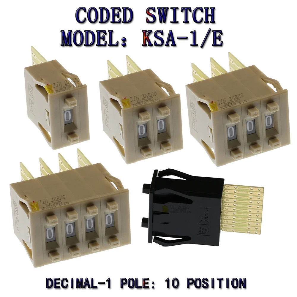 KSA-1/E BCD Code Binary Output  Switches/ThumbwheelSwitches 0-9C Gold Plated terminal block 0-9 Digits Decimal Code Beige Black