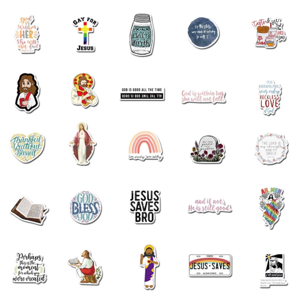 10/30/50pcs Christians Jesus Religious Graffiti Stickers DIY Waterproof Skateboard Car Laptop Graffiti Luggage Sticker Kids Toy