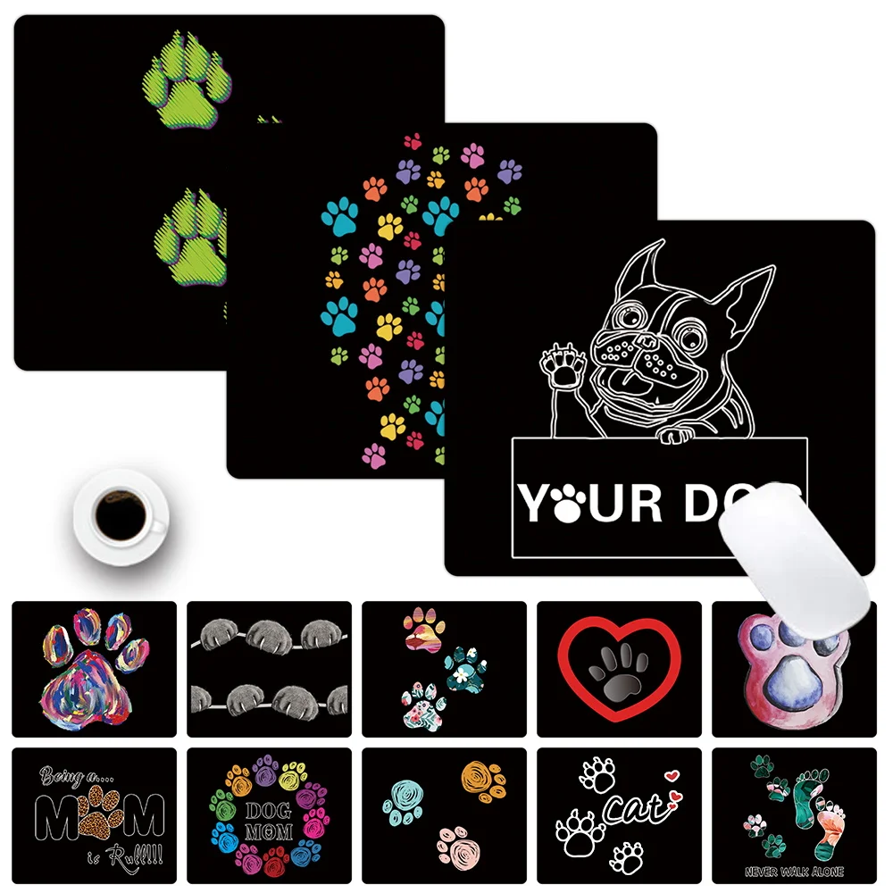 

Portable Mouse Pad Leather PU Desk Mouse Mat for Gaming Office Computer PC Laptop Footprints Non-slip Square Mouse Pads