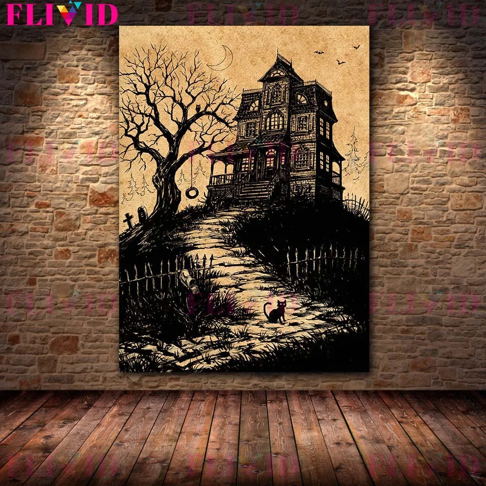 ميدوسا وشرير الساحرة الفن طباعة ساحرة القمر Wicca الرسم على لوحات القماش الجدارية ديكور المنزل الغراب رايدر خمر ملصق وطباعة #2