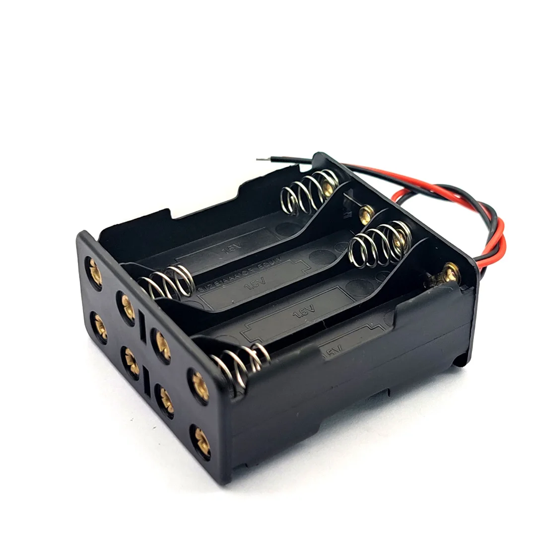 8 x AAA 12V Battery Box Back To Back Holder 8AAA Battery Case AAA Storage Box With Wire Leads