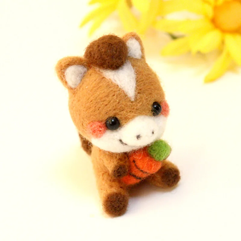 Funny handmade diy toys cartoon small animal zoo wool felt set plush toy kill time craft toy gift for children