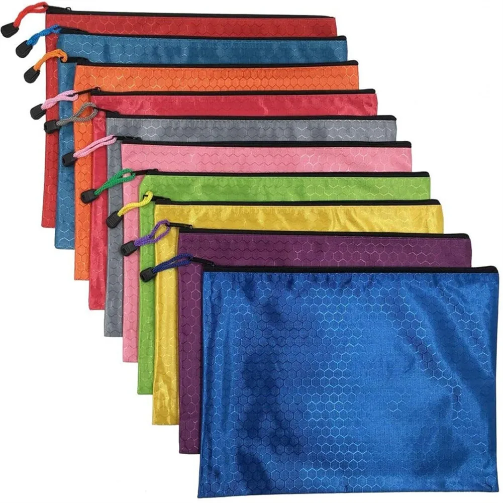 

10Pack Plastic Wallet Folder Poly Pockets Envelope A4 Letter Size Football Pattern File Folder Waterproof Document Bag Zip Pouch