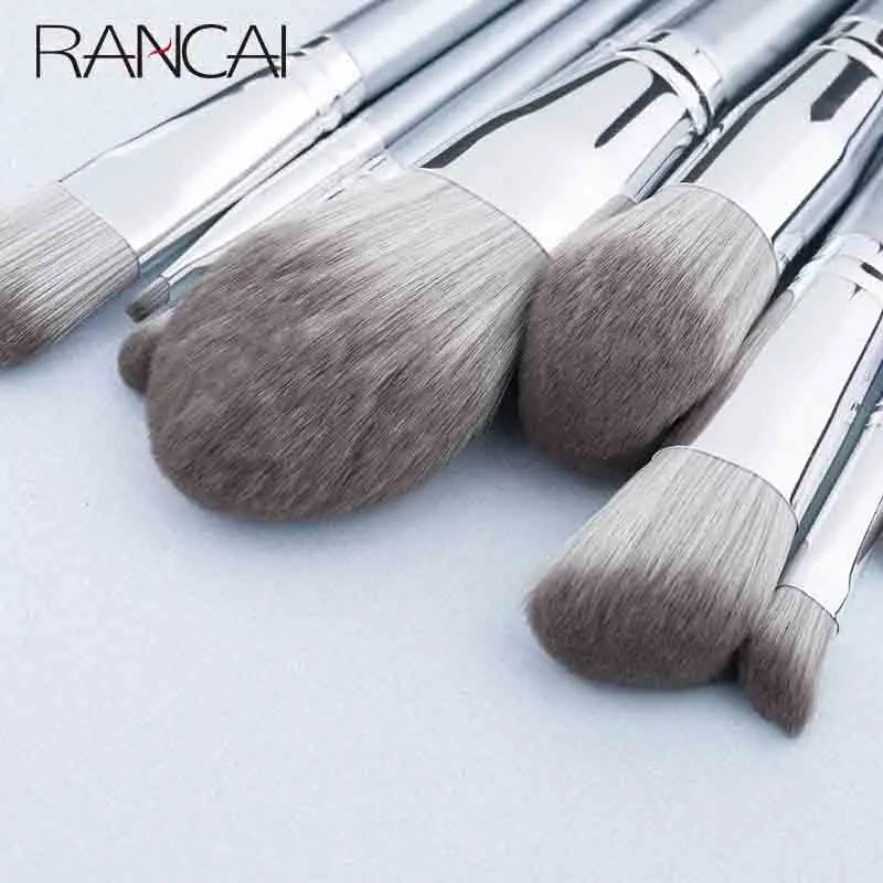 RANCAI 14pcs Set di pennelli per trucco professionale Brochas Maquillaje Fiber Hair make-up per strumenti cosmetici da donna con borsa in pelle