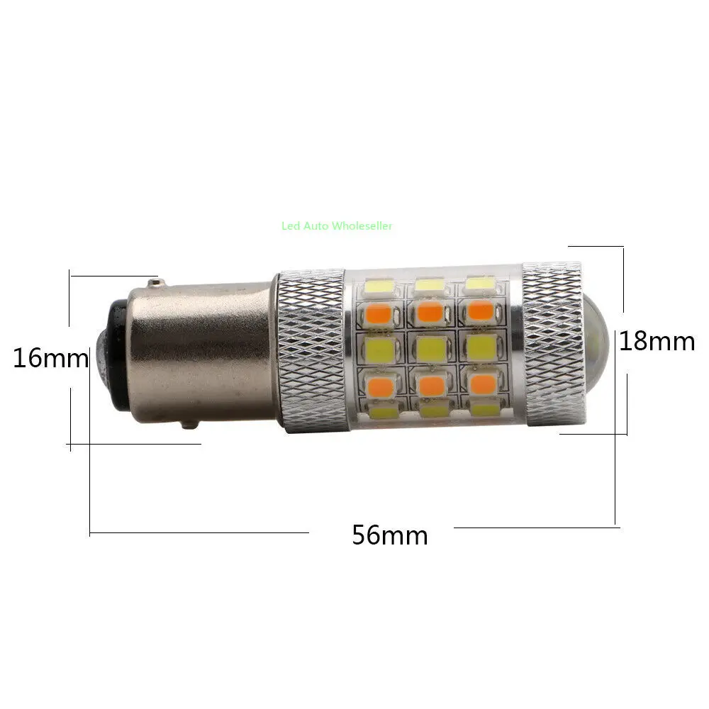 10X1157 BAY15D White/Amber Switchback S25 42smd 2835 auto drl light dual color T25 3157 7443 LED Turn led Signal Headlight 12V