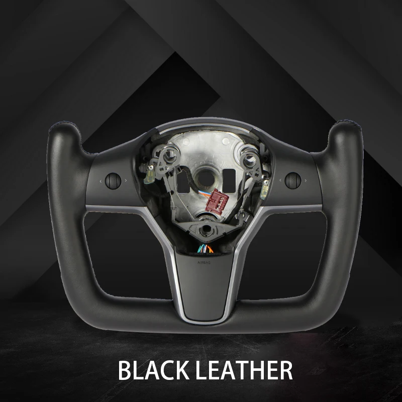 For Tesla Model Y Model 3 2017 2018 2019 2020 2021 Pilot Shape Yoke Steering Wheel Carbon Fiber Leather Unique Shape