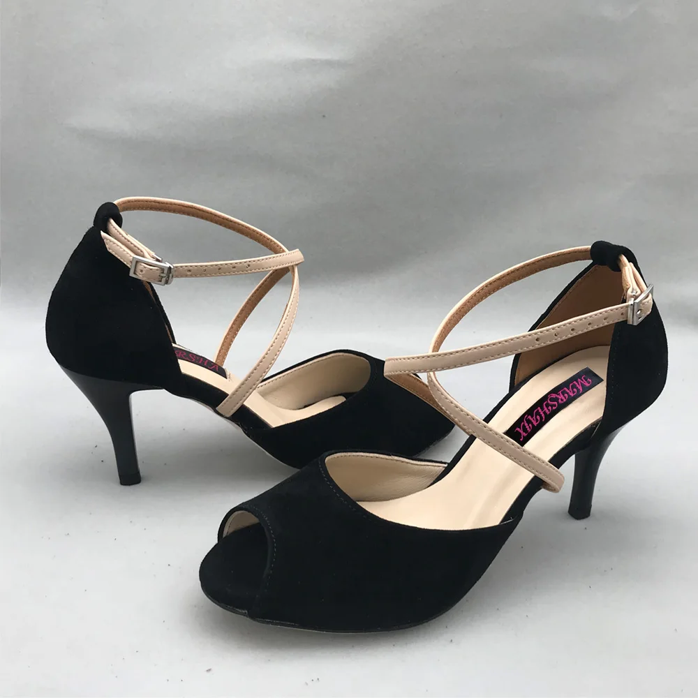 Sapatos de dança argentina tango, sapatos de couro sintético com sola dura de 9cm para eventos, 7.5cm