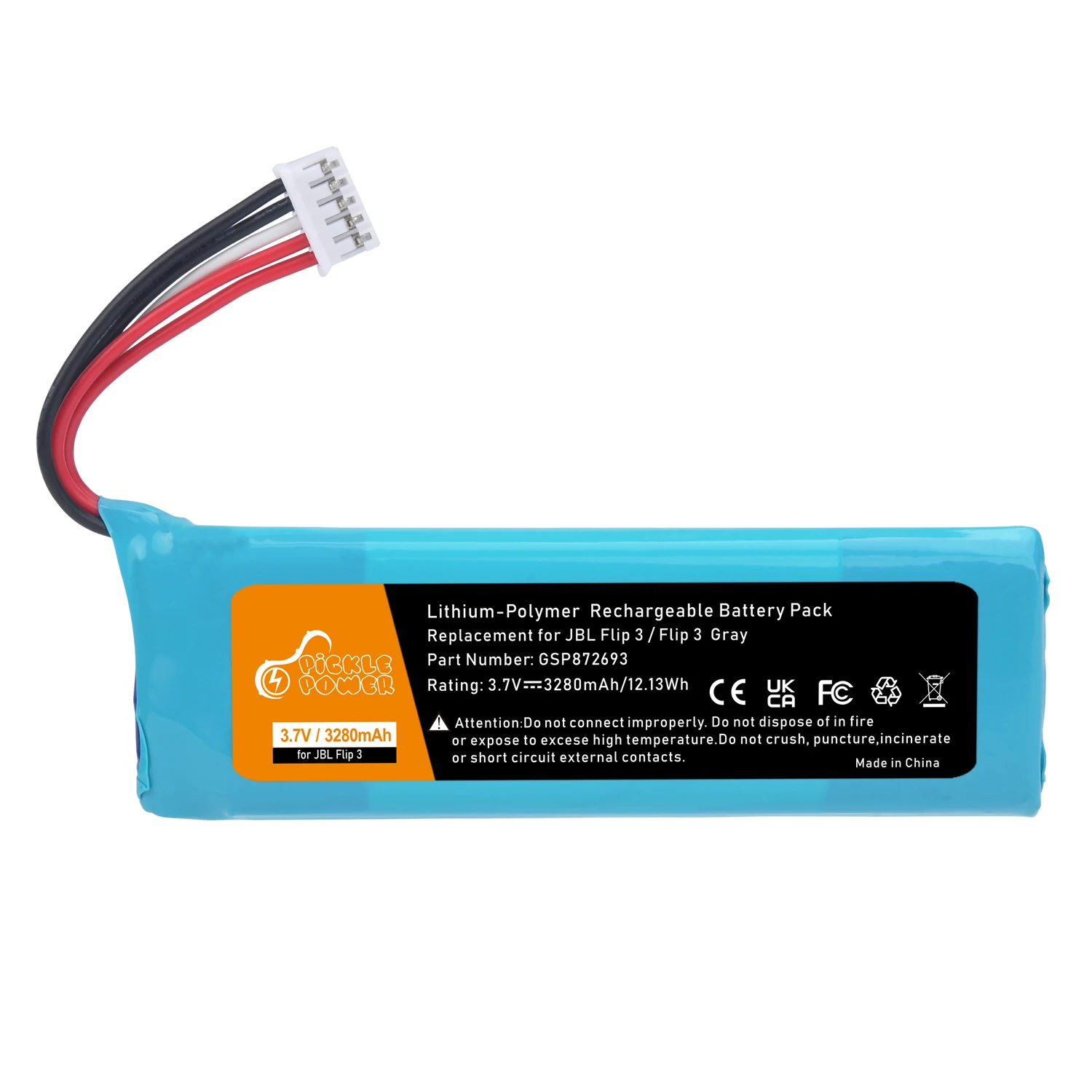 แบตเตอรี่3280MAh สำหรับ JBL Flip 3 Flip3สีเทา GSP872693 P763098 03