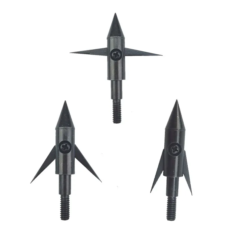 Black Bow Fishing Broadheads, Barbed Arrow Tips, Arrowheads Fixed Blade, Movable Blade, 6/12/24 Pcs