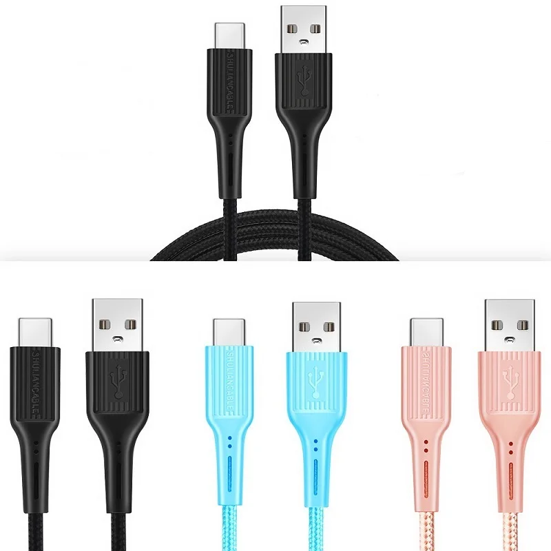 Wholesale USB Type C Cable 5pcs/lot 1m 2m 3m nylon braided data cable, suitable for Samsung Galaxy Note10 9 Huawei, Google, etc.