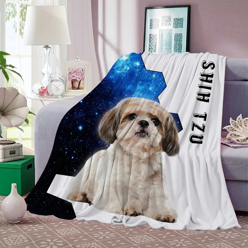 

CLOOCL Animal Shih Tzu Dog Flannel Blanket 3D Printing Child Adult Quilt Home Life Hiking Picnic Travel Dreamlike Throw Blankets