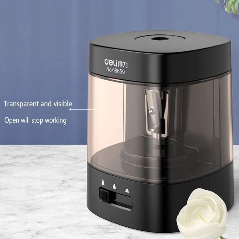 ديلي مبراة أقلام رصاص أوتوماتيكية بفتحتين مفتاح لمس كهربائي مبراة أقلام رصاص أدوات مكتبية منزلية ومستلزمات مدرسية