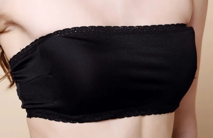 Áo Ren Nữ Dài Ống Dây Top 100% Nguyên Chất Lụa Đan Bandeau Top Nữ Ren Ống Ngắn Kích Thước Đỉnh M L XL