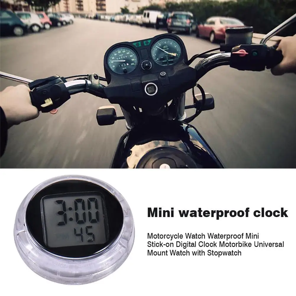 

New Motorcycle Clocks Digital Timers Waterproof Mini Stick-on Digital Clock Universal Mount Watch With Stopwatch